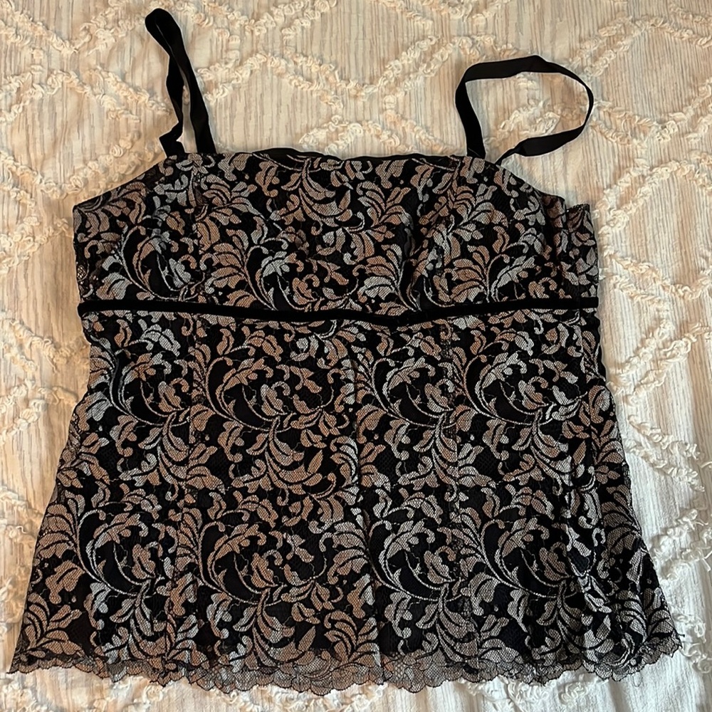 Black and silver lace top, LOFT